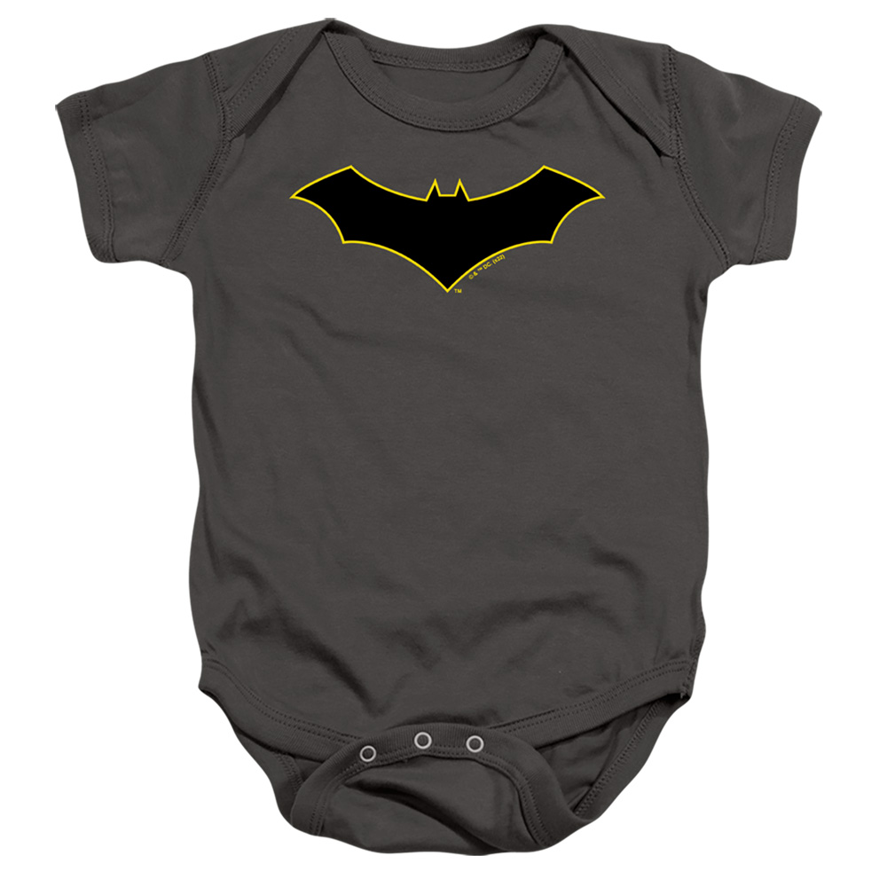 BM3555-SS-2 Batman Logo Yellow Outline Infant Snapsuit, Charcoal - Medium - 12 Month