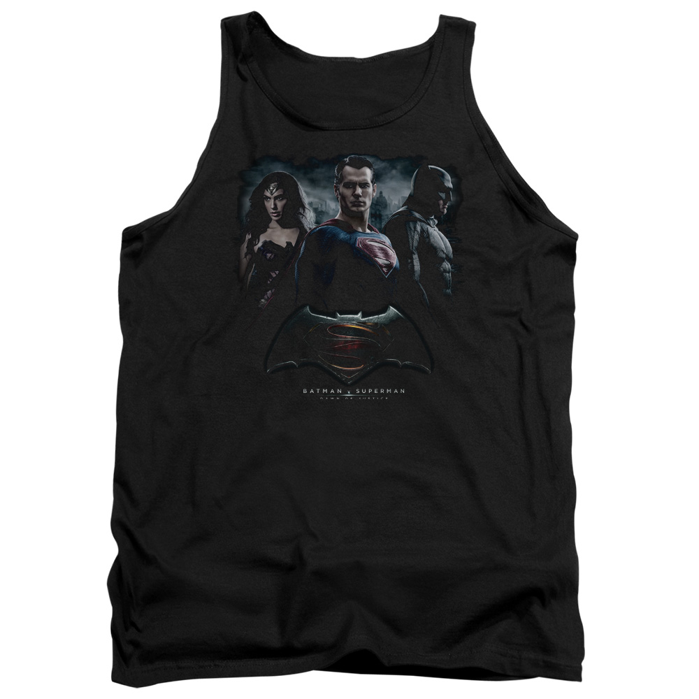 BVS174-TK-2 Batman vs Superman The Crew Adult Tank Top, Black - Medium