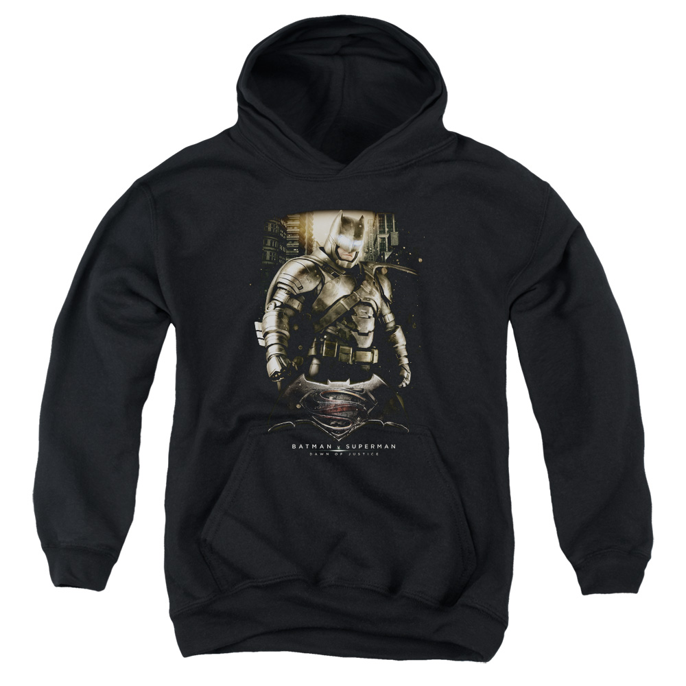 BVS178-YFTH-1 Batman vs Superman Bats Ground Zero Youth Hooded Sweatshirt, Black - Small