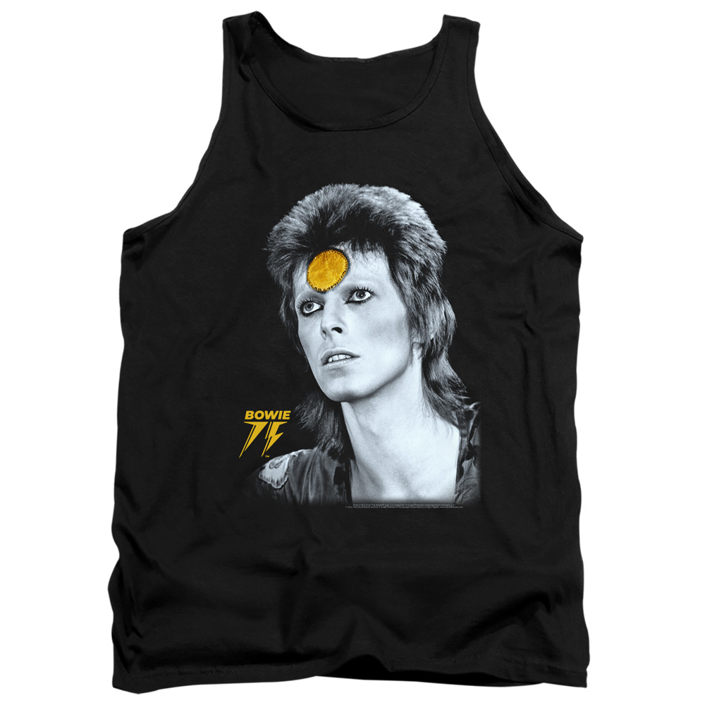 BOWIE195-TK-1 David Bowie Golden Bowie Adult Tank Top, Black - Small