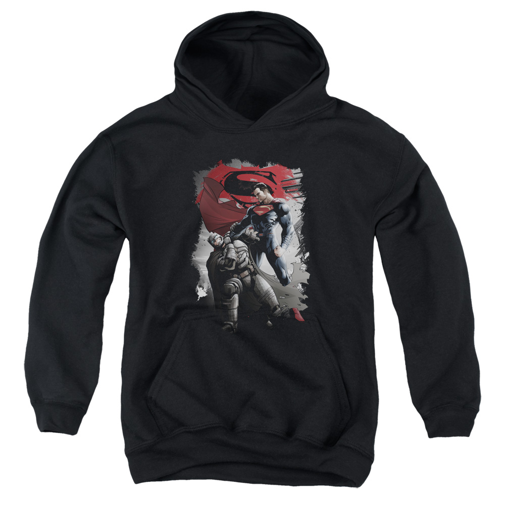 BVS124-YFTH-1 Batman vs Superman Choke Youth Hooded Sweatshirt, Black - Small