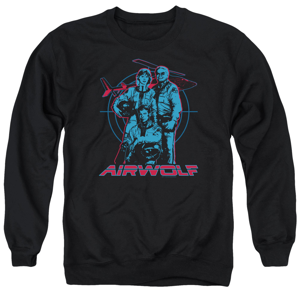 NBC280-AS-2 Airwolf Graphic Adult Crewneck Sweatshirt, Black - Medium