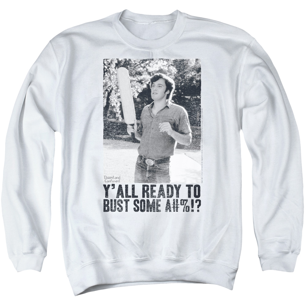 UNI982-AS-1 Dazed & Confused Paddle Adult Crewneck Sweatshirt, White - Small