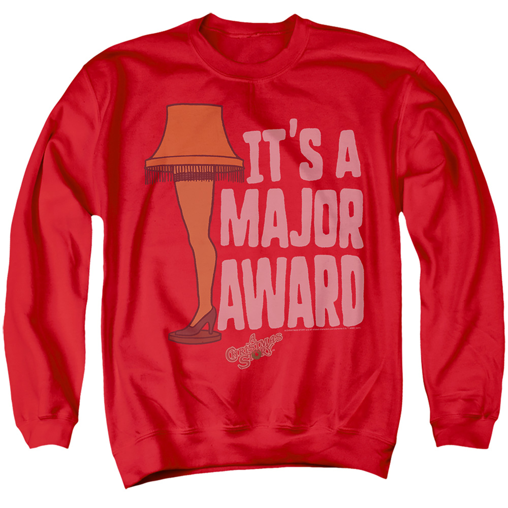 WBM1845-AS-3 A Christmas Story Major Award Leg Lamp Adult Crewneck Sweatshirt, Red - Large