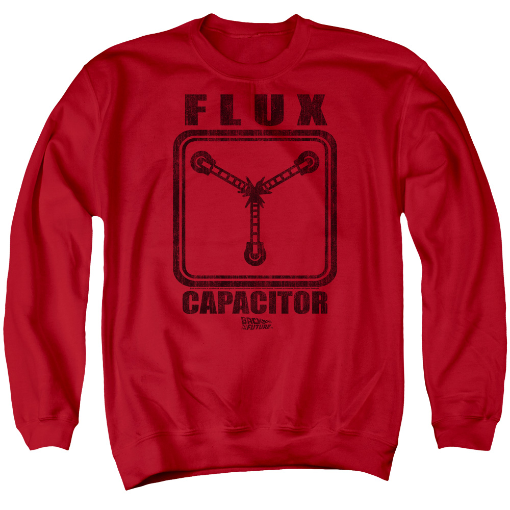 UNI1128-AS-5 Back to the Future Flux Capacitor Adult Crewneck Sweatshirt, Red - 2X