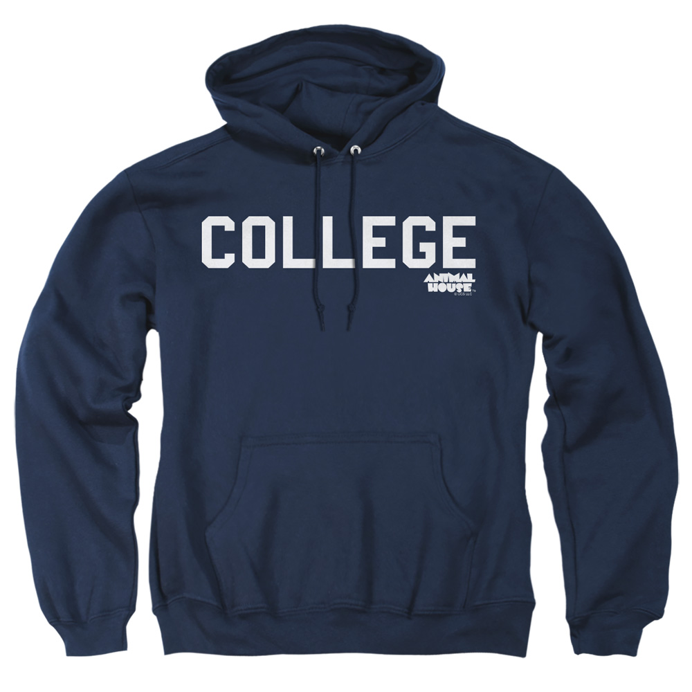 UNI157-AFTH-2 Animal House College Adult Pullover Hoodie, Navy - Medium