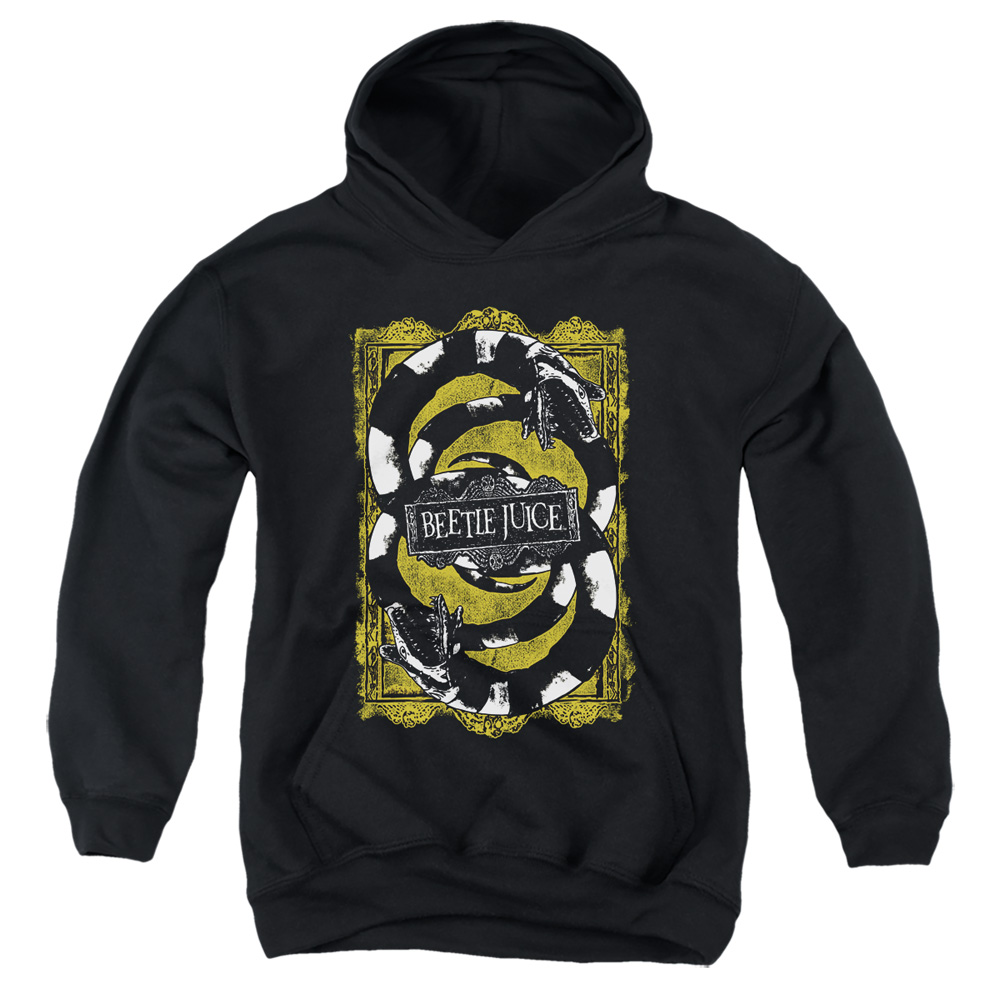 WBM906B-YFTH-2 Beetlejuice We Got Worms Youth Hooded Sweatshirt, Black - Medium
