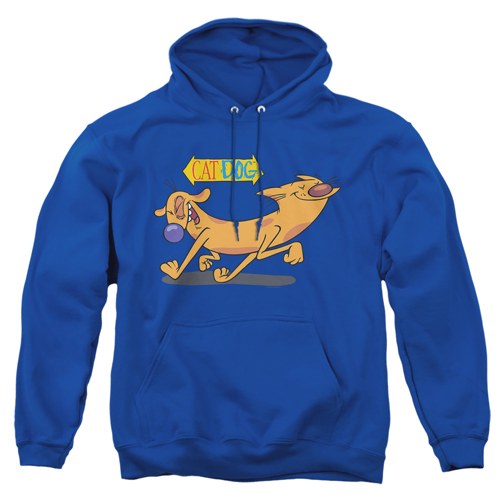 NICK296-AFTH-2 Catdog Happy Paws Adult Pullover Hoodie, Royal - Medium
