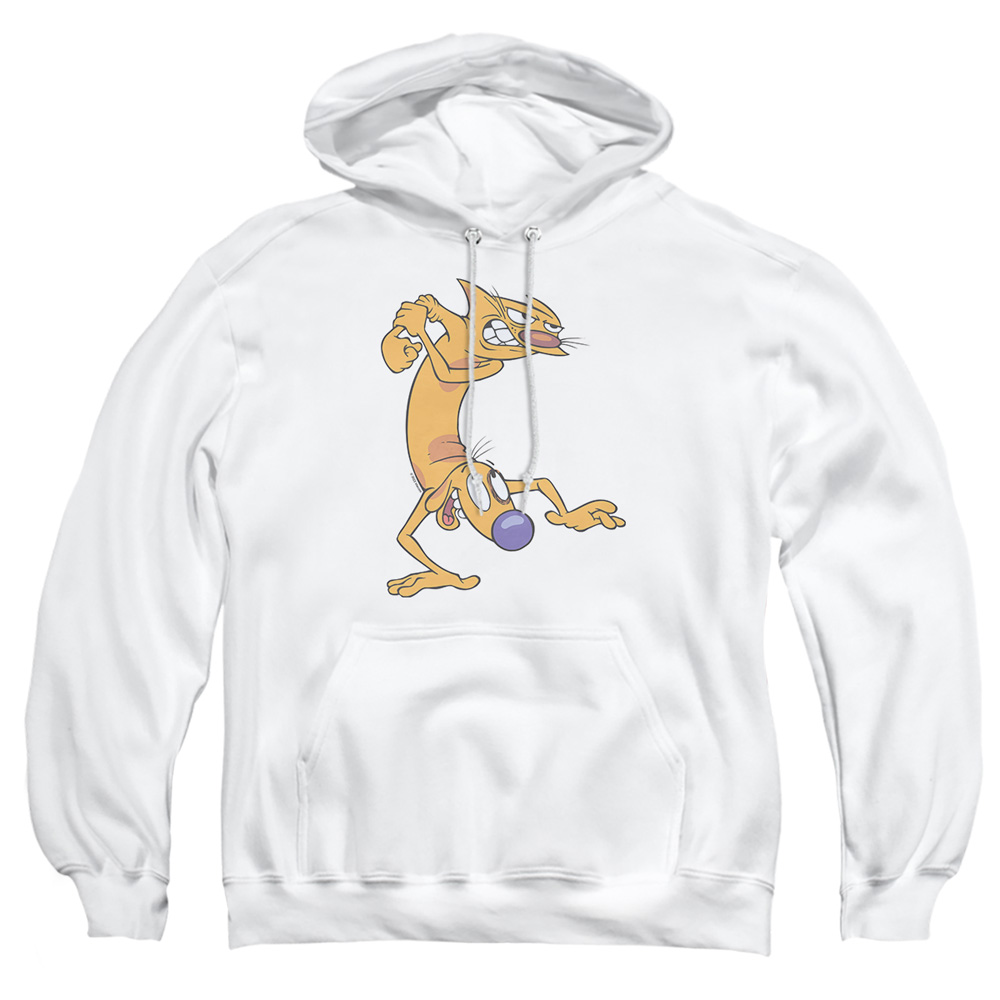 NICK710-AFTH-2 Catdog Ready to Fight Adult Pullover Hoodie, White - Medium