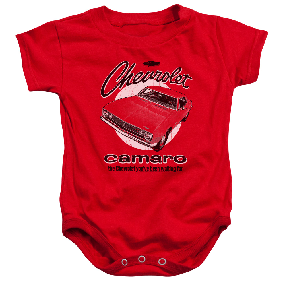 CHV151-SS-3 Chevrolet Retro Camaro Infant Snapsuit, Red - Large - 18 Month