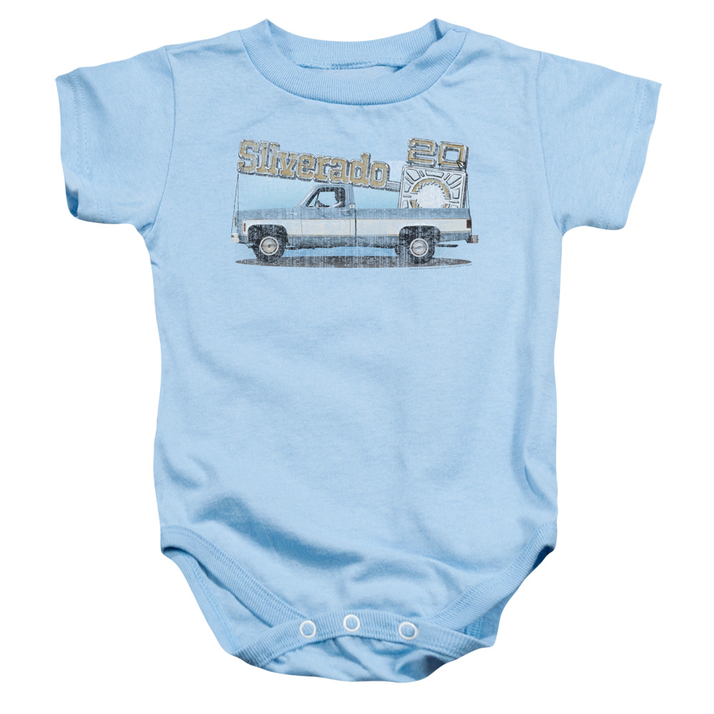 CHV172-SS-2 Chevrolet Old Silverado Sketch Infant Snapsuit, Light Blue - Medium - 12 Month