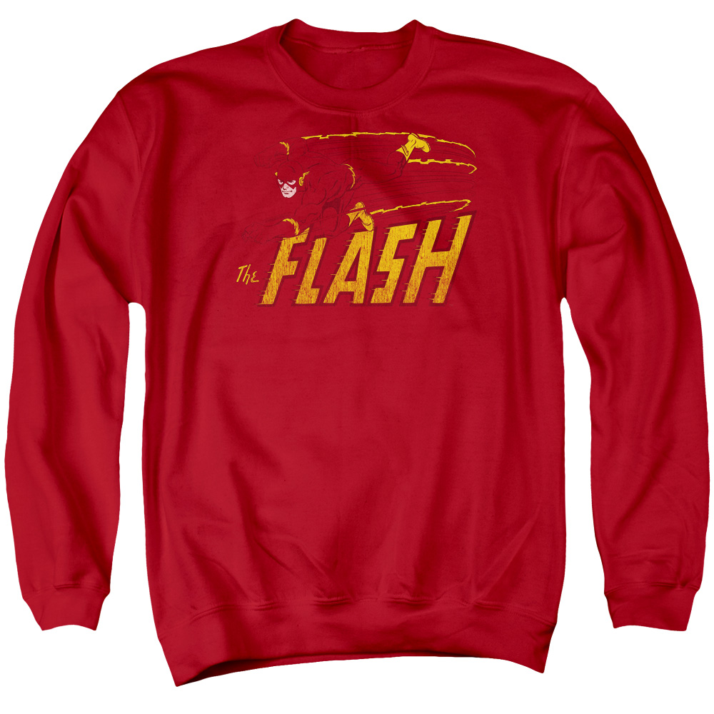 DCO145-AS-6 DC Flash Flash Speed Distressed Adult Crewneck Sweatshirt, Red - 3X