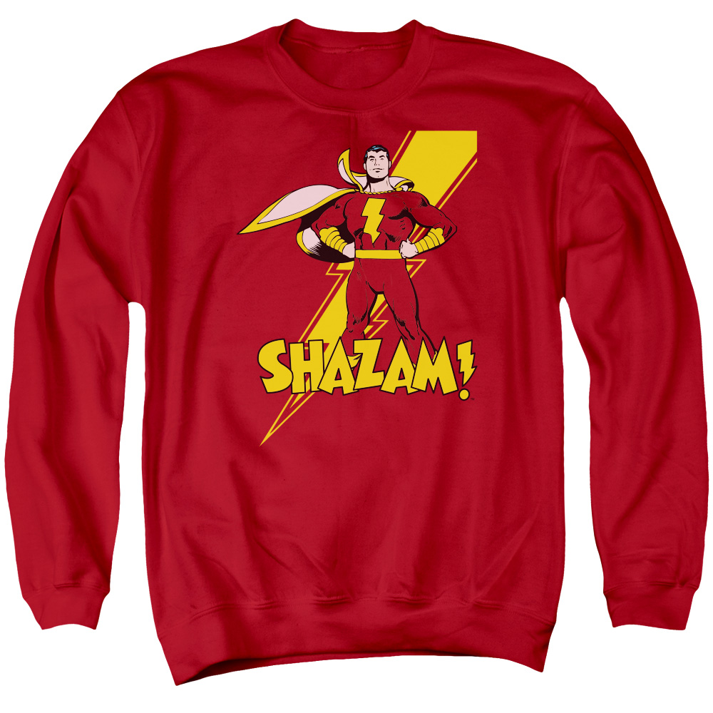 DCO104-AS-2 DC Shazam Shazam Adult Crewneck Sweatshirt, Red - Medium