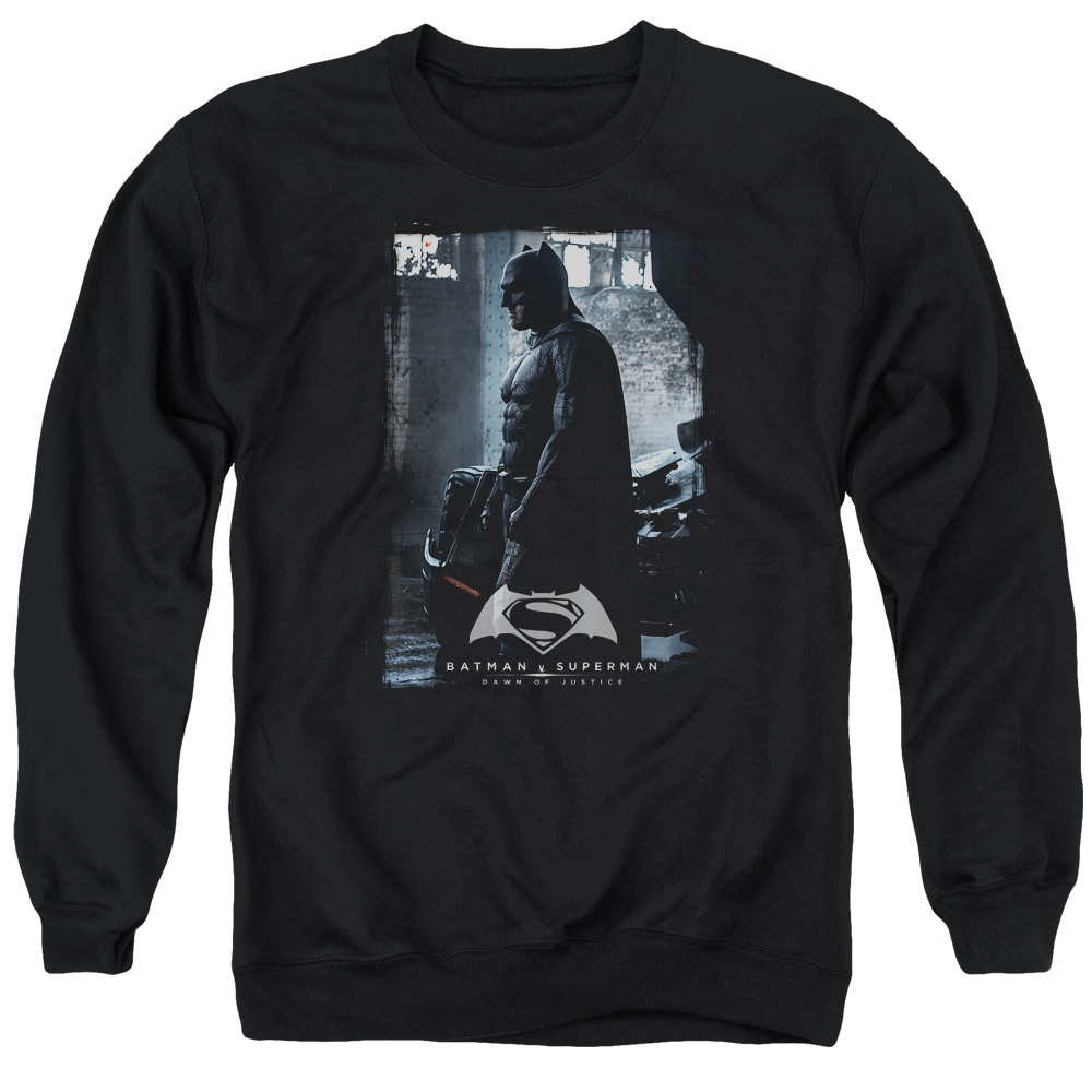 BVS179-AS-4 Batman vs Superman Bat Poster Adult Crewneck Sweatshirt, Black - Extra Large