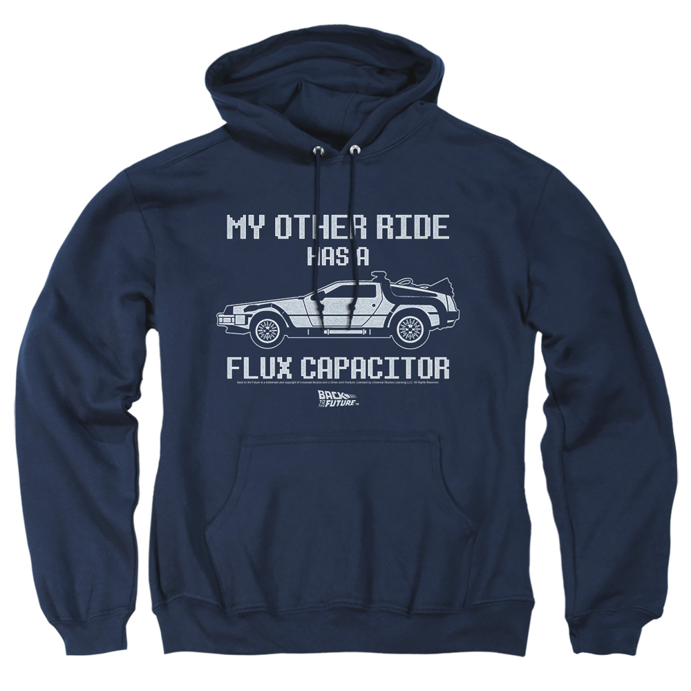 UNI985-AFTH-3 Back to the Future Other Ride Adult Pullover Hoodie, Navy - Large