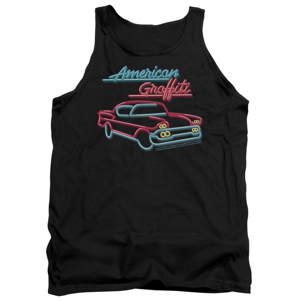 UNI977-TK-2 American Grafitti Neon Adult Tank Top, Black - Medium