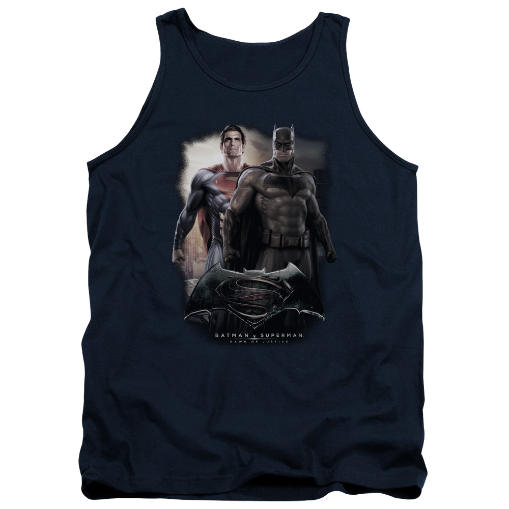 BVS136D-TK-2 Batman vs Superman Dawn Adult Tank Top, Navy - Medium