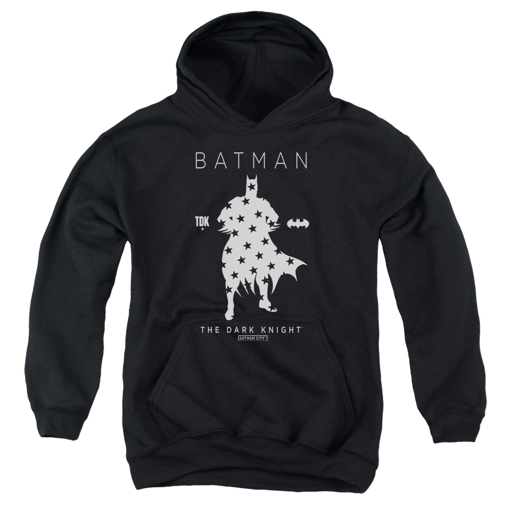 BM2619-YFTH-2 Batman Star Silhouette Youth Hooded Sweatshirt, Black - Medium