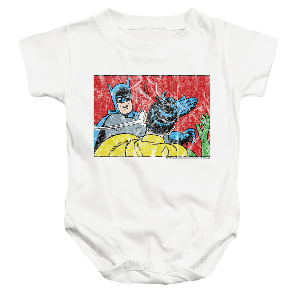 BM3412-SS-4 Batman Bat Slap 2 Infant Snapsuit, White - Extra Large - 24 Month