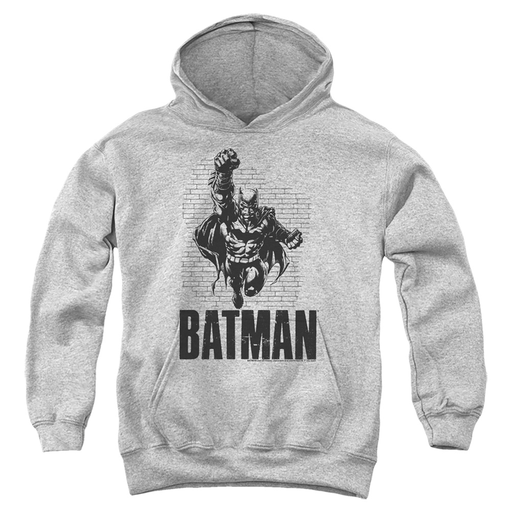 BM3418-YFTH-2 Batman Attack 1 Youth Hooded Sweatshirt, Athletic Heather - Medium