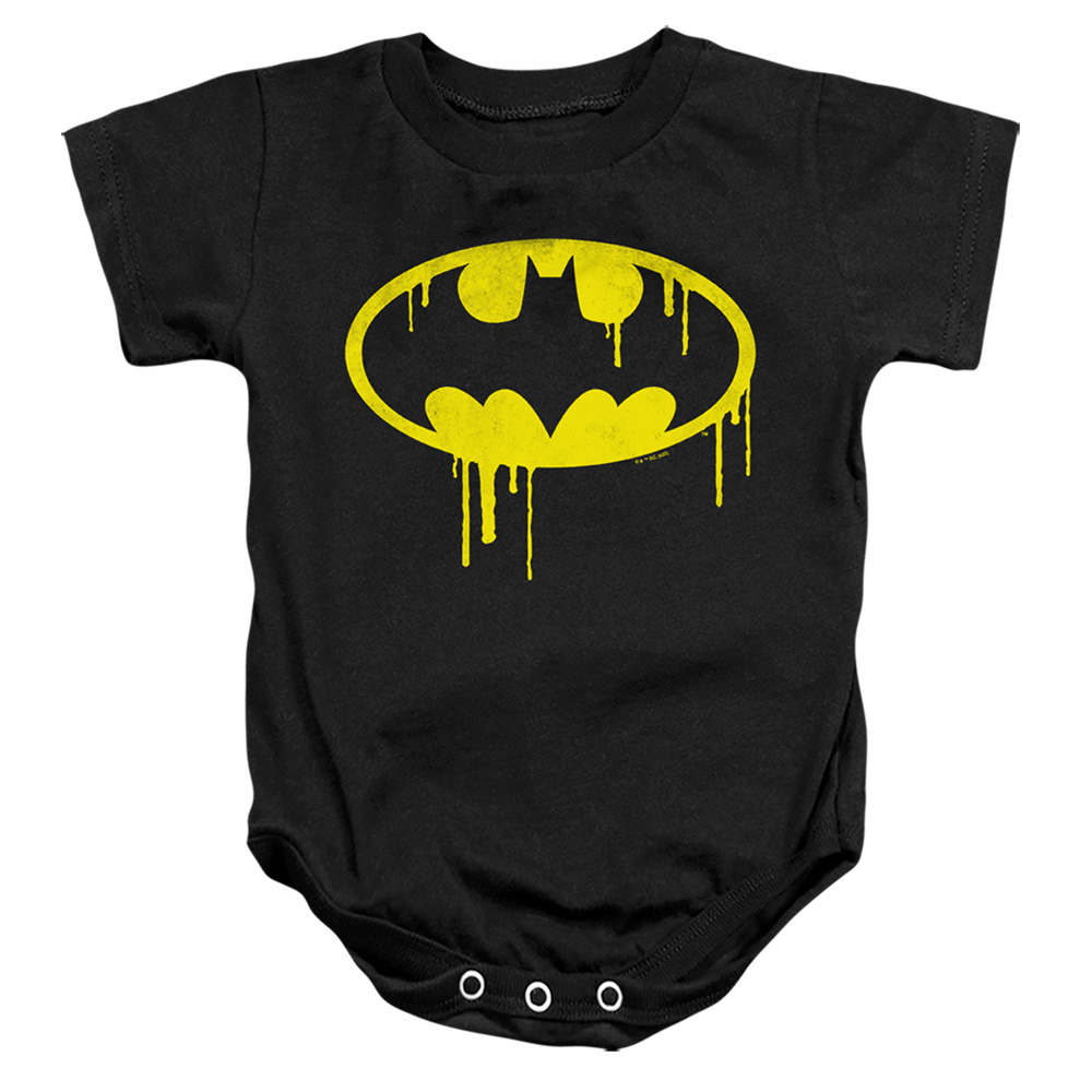 BM3423-SS-2 Batman Dripping Logo Infant Snapsuit, Black - Medium - 12 Month