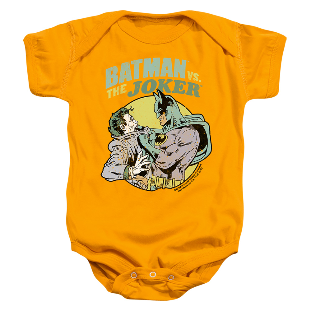 BM3447-SS-2 Batman vs Joker 1 Infant Snapsuit, Gold - Medium - 12 Month