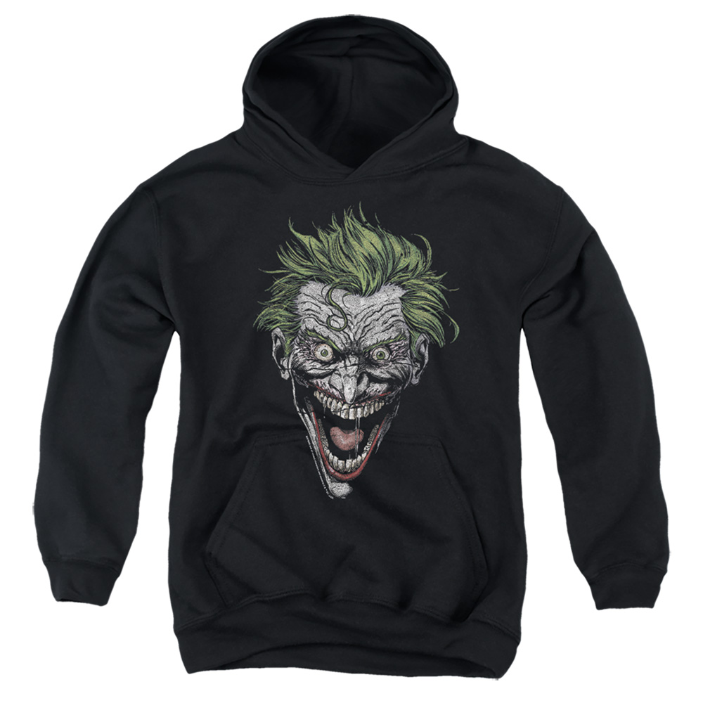 BM3463-YFTH-2 Batman Joker Youth Hooded Sweatshirt, Black - Medium