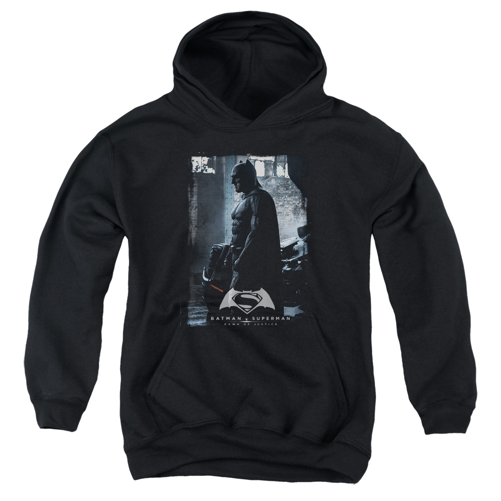 BVS179-YFTH-2 Batman vs Superman Bat Poster Youth Hooded Sweatshirt, Black - Medium