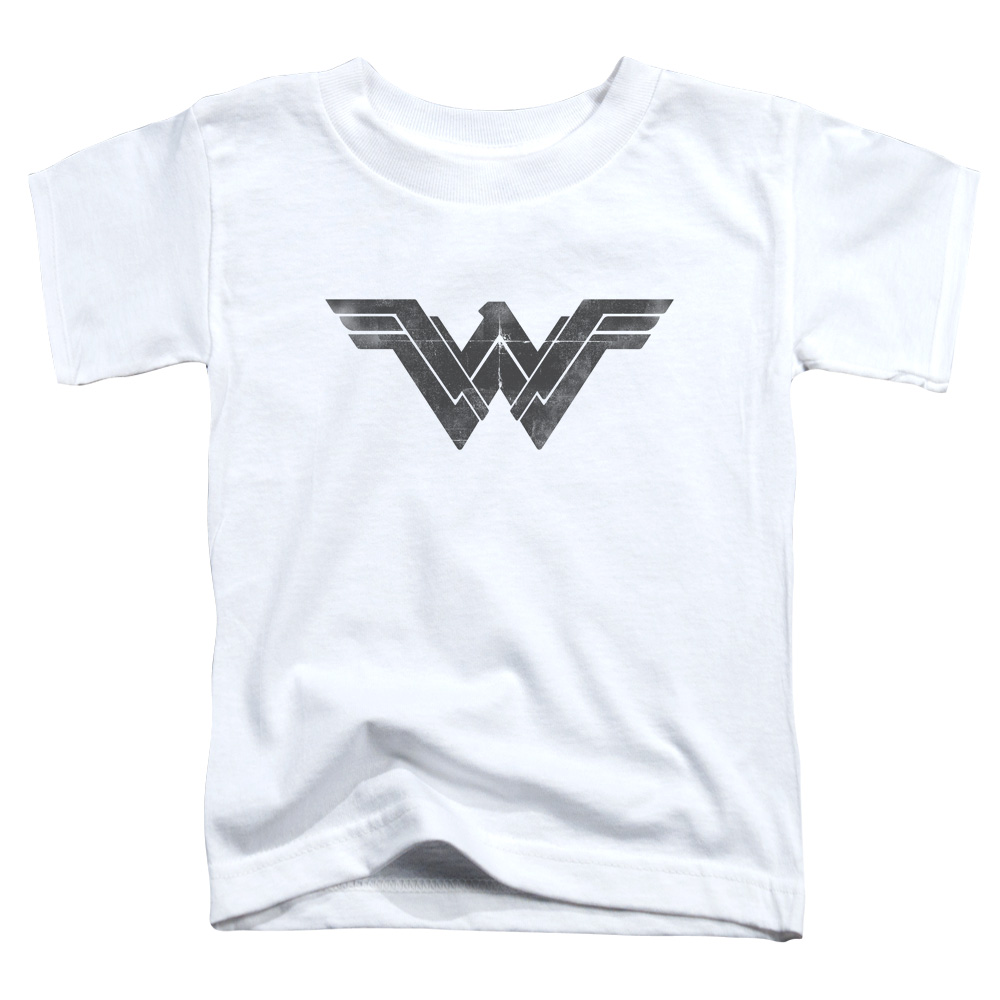 BVS183-KT-1 Batman vs Superman Folded & Distressed Toddler Short Sleeve T-Shirt, White - Large 4T