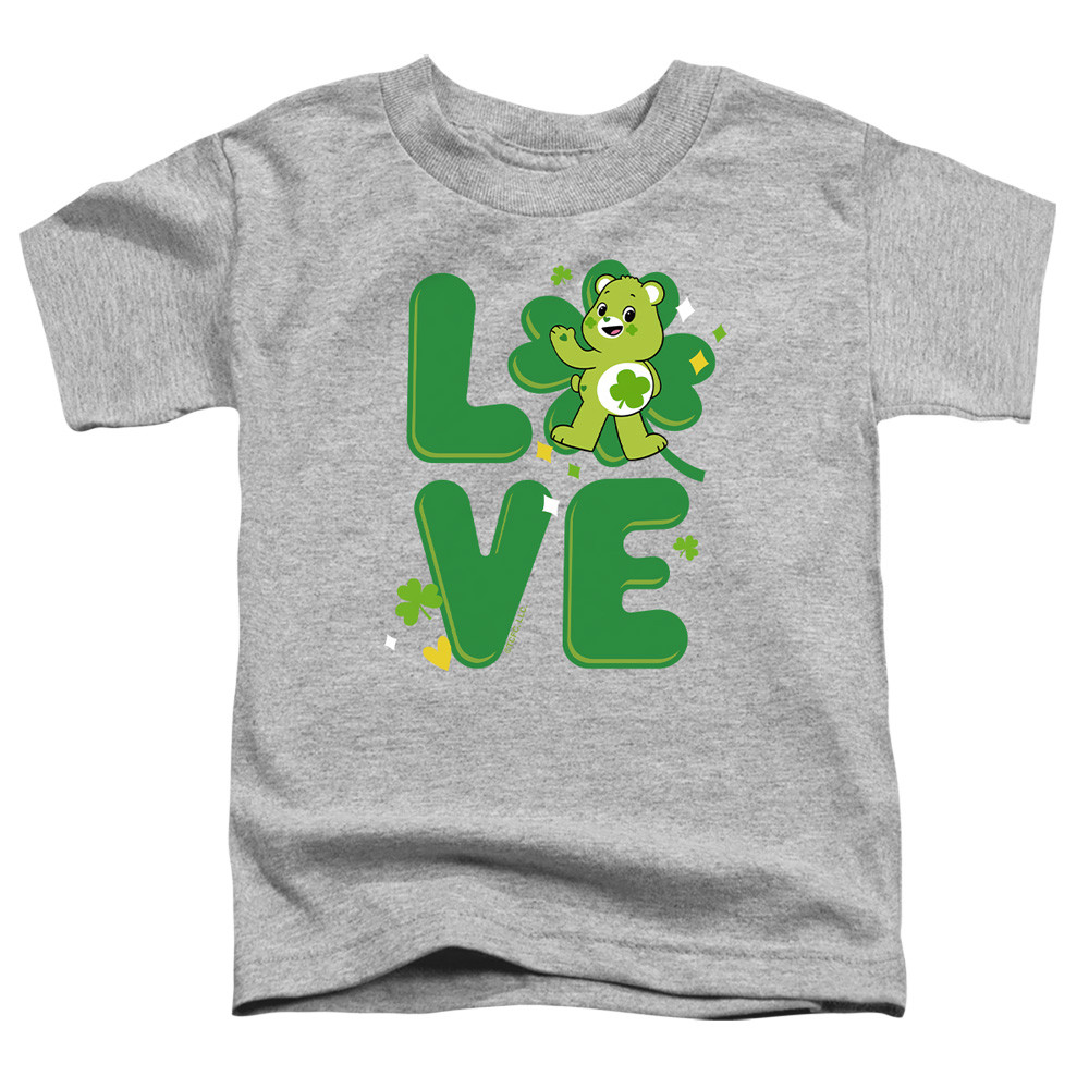 CBR10045SPD-TT-3 Care Bears Unlock The Magic Good Luck Bear Love St. Patricks Day Toddler Short Sleeve T-Shirt, Athletic Heather - Large 4T