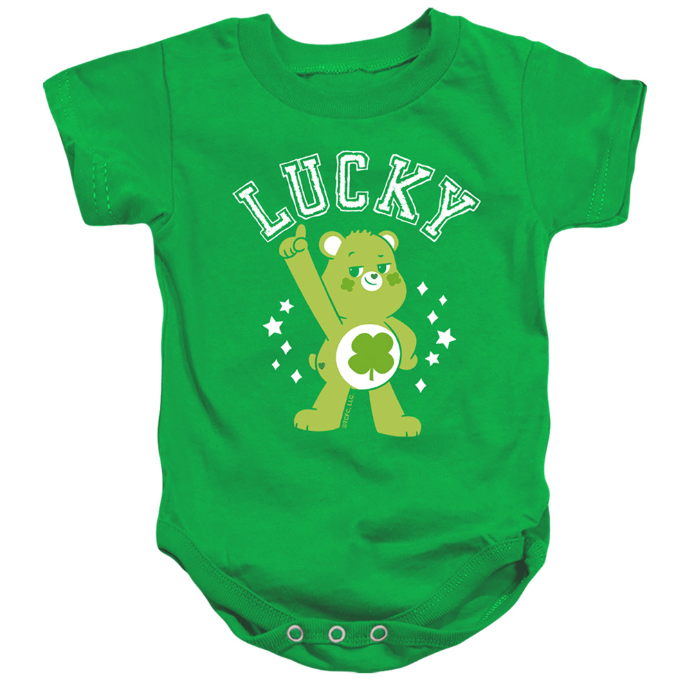 CBR10046SPD-SS-1 Care Bears Unlock The Magic Good Luck Bear Lucky Collegiate St. Patricks Day Infant Snapsuit, Kelly Green - Small - 6 Month