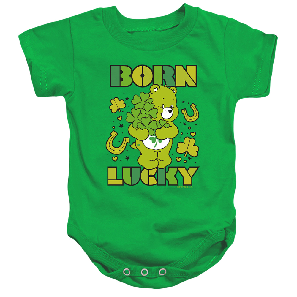 CBR10047SPD-SS-2 Care Bears Born Lucky Good Luck Bear St. Patricks Day Infant Snapsuit, Kelly Green - Medium - 12 Month