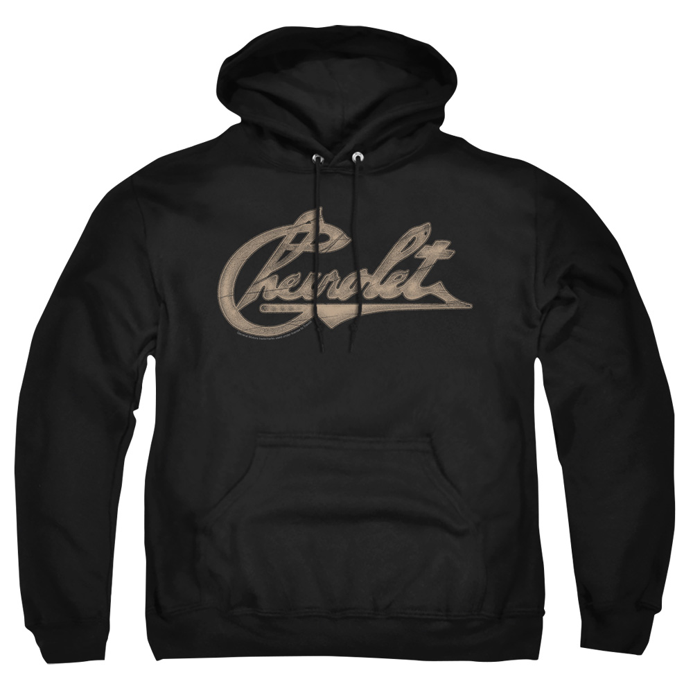 CHV125-AFTH-2 Chevrolet Chevy Script Adult Pullover Hoodie, Black - Medium