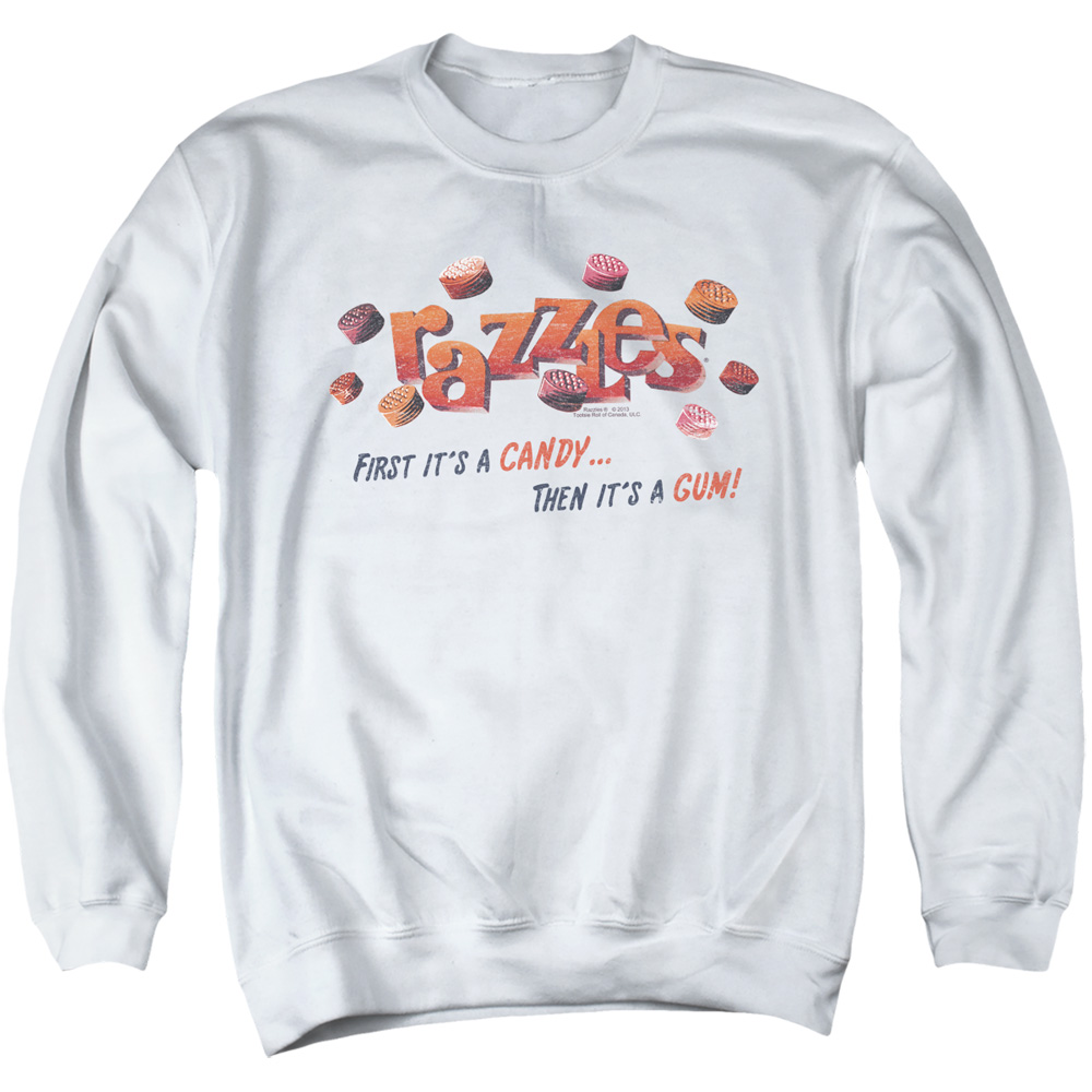 DBL143-AS-1 Dubble Bubble A Gum & A Candy Adult Crewneck Sweatshirt, White - Small