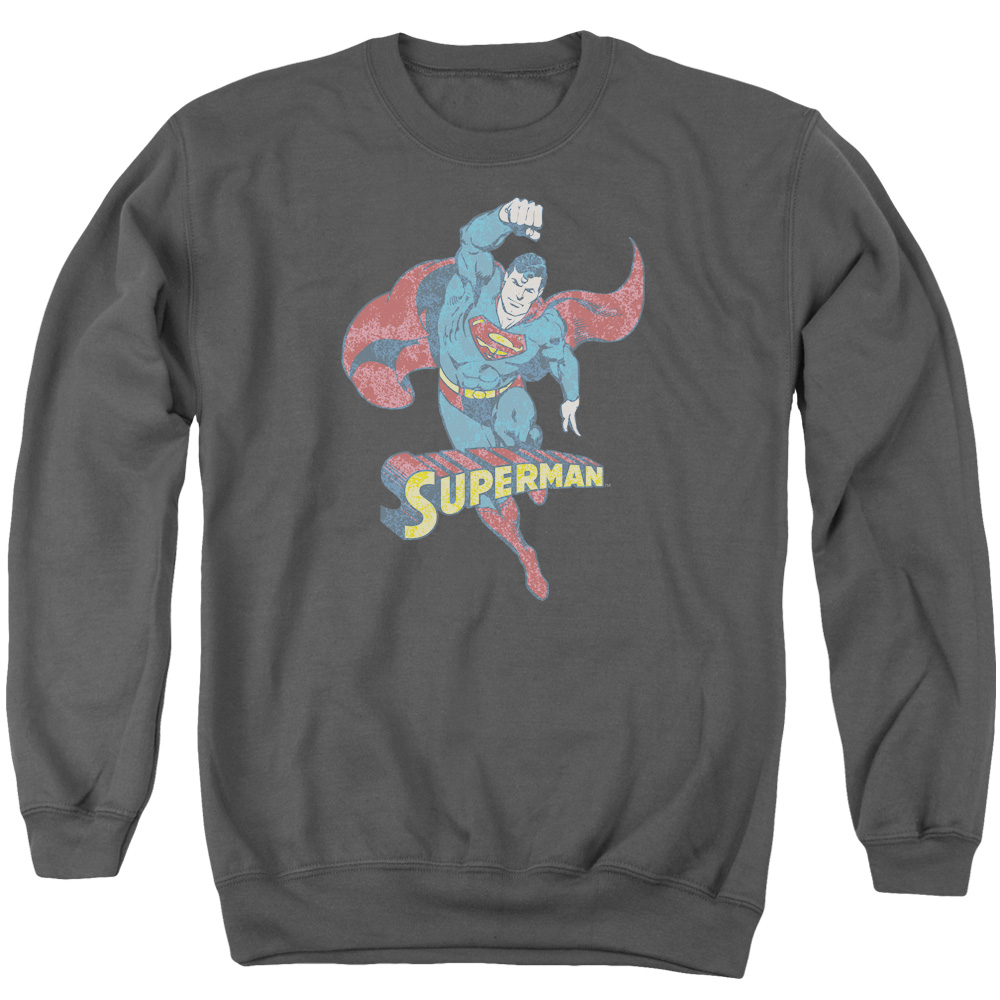 DCO601-AS-2 DCO Desaturated Superman Adult Crewneck Sweatshirt, Charcoal - Medium