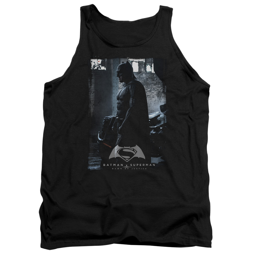 BVS179-TK-2 Batman vs Superman Bat Poster Adult Tank Top, Black - Medium