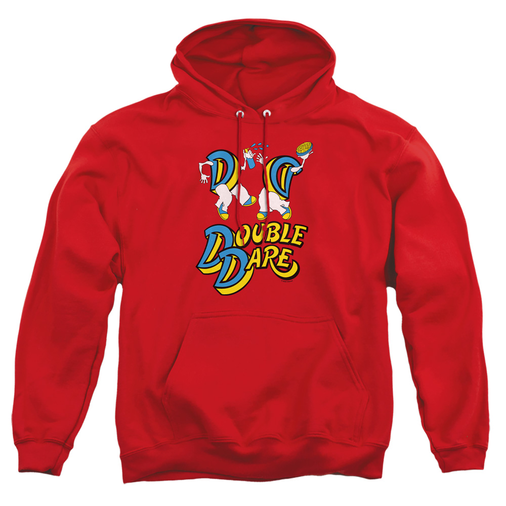 NICK1052-AFTH-5 Double Dare Vintage Double Dare Logo Adult Pullover Hoodie, Red - 2X