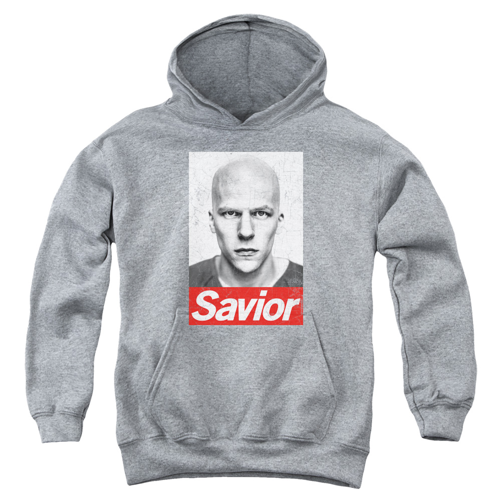 BVS181-YFTH-2 Batman vs Superman Savior Youth Hooded Sweatshirt, Athletic Heather - Medium