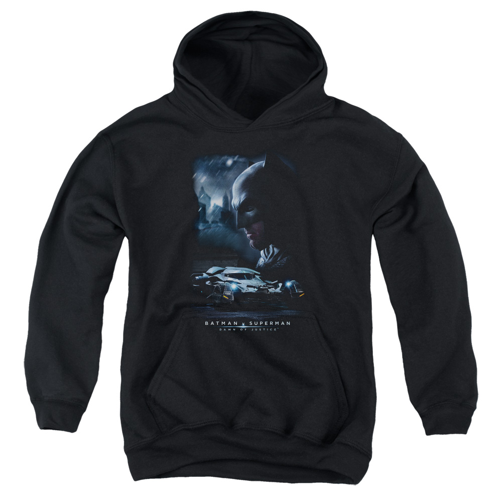 BVS205-YFTH-4 Batman vs Superman Gotham Knight Youth Hooded Sweatshirt, Black - Extra Large