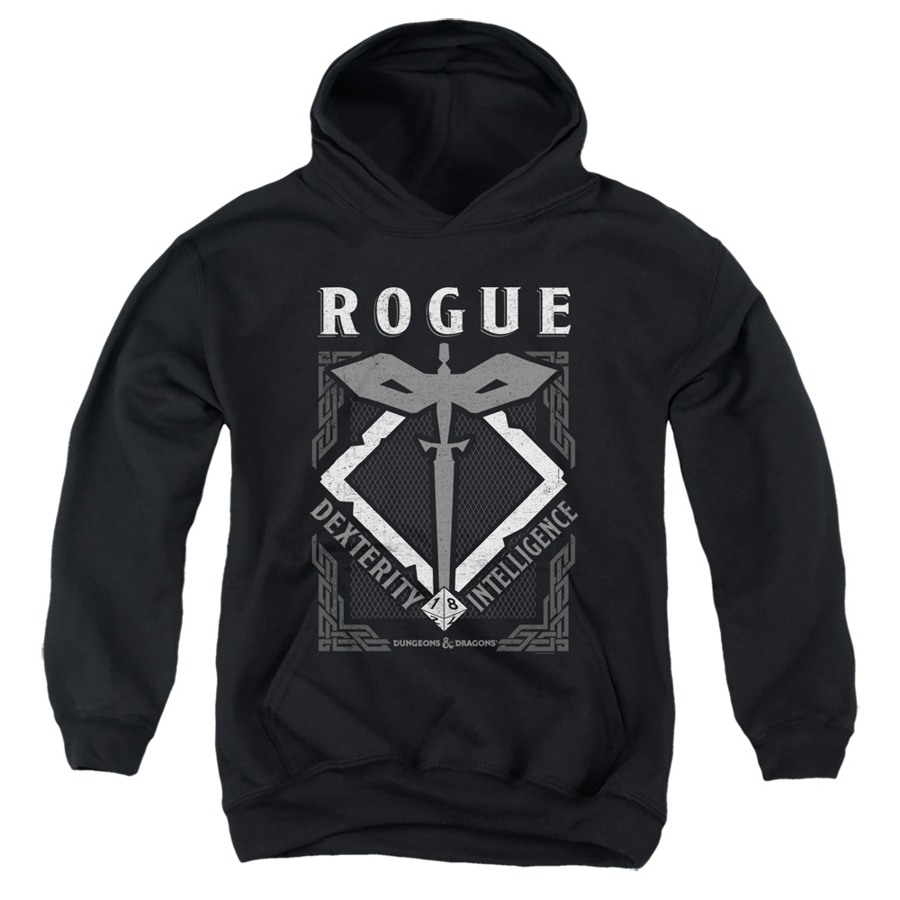 HBRO664-YFTH-2 Dungeons & Dragons Rogue Youth Hooded Sweatshirt, Black - Medium