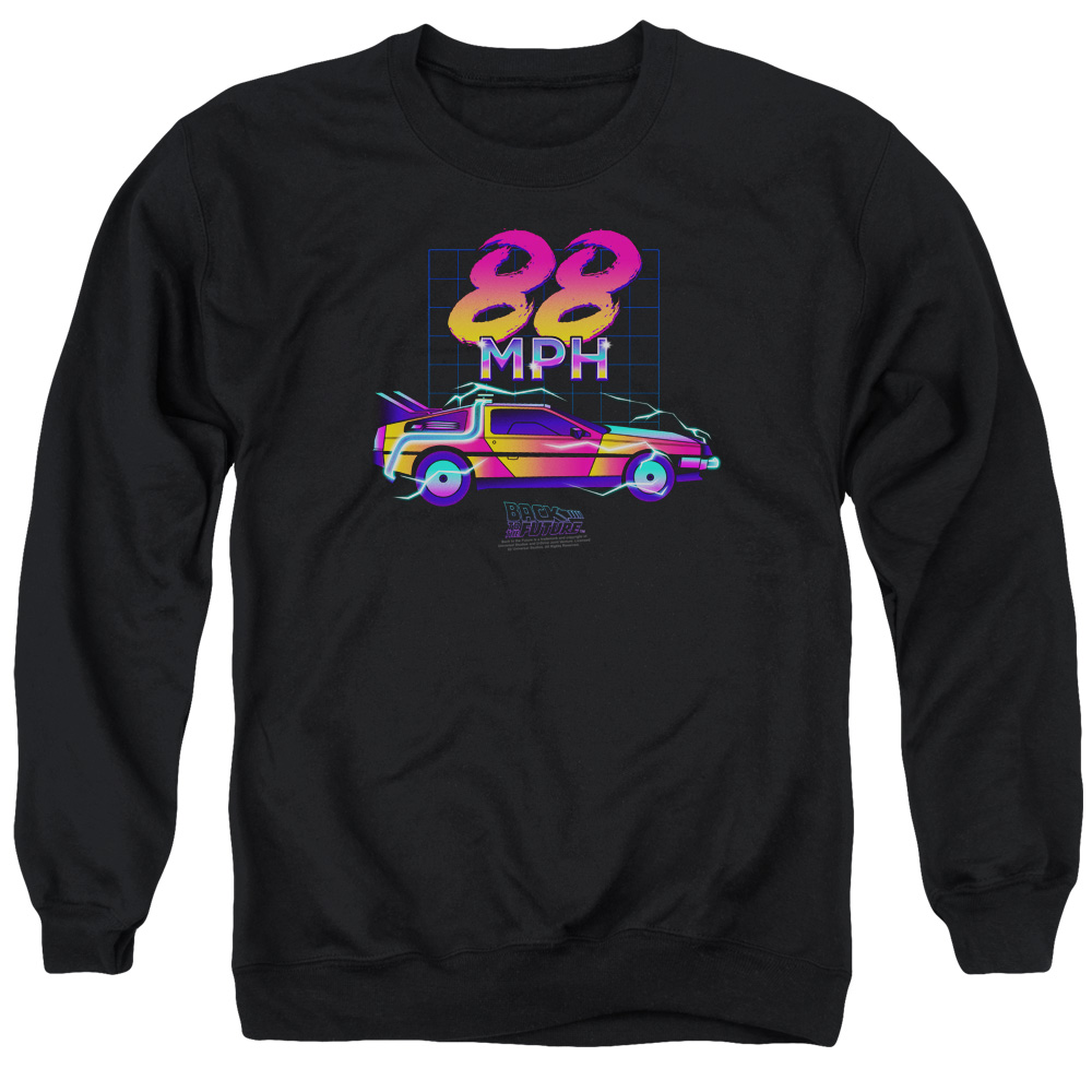 UNI1104-AS-6 Back to the Future 88 Mph Adult Crewneck Sweatshirt, Black - 3X