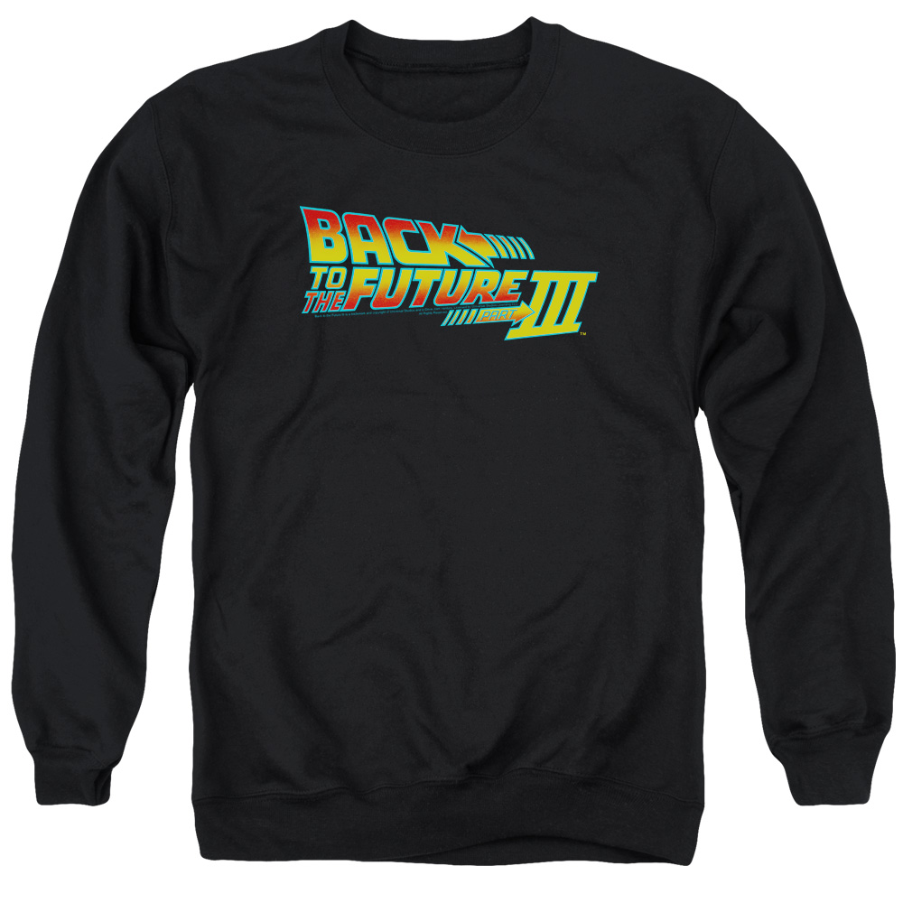 UNI342-AS-4 Back to the Future III Logo Adult Crewneck Sweatshirt, Black - Extra Large