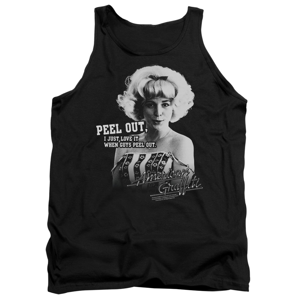 UNI209-TK-4 American Graffiti Peel Out Adult Tank Top, Black - Extra Large
