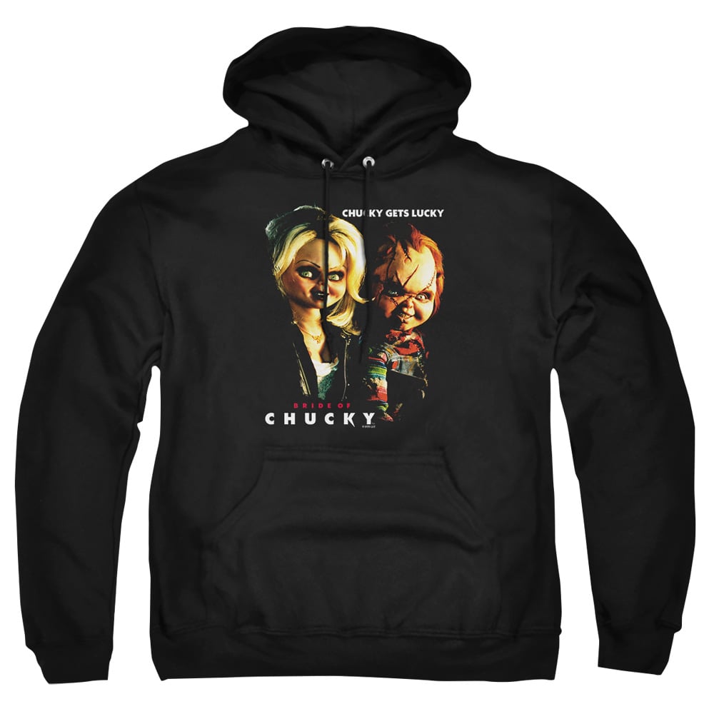 UNI390-AFTH-2 Bride of Chucky Gets Lucky Adult Pullover Hoodie, Black - Medium