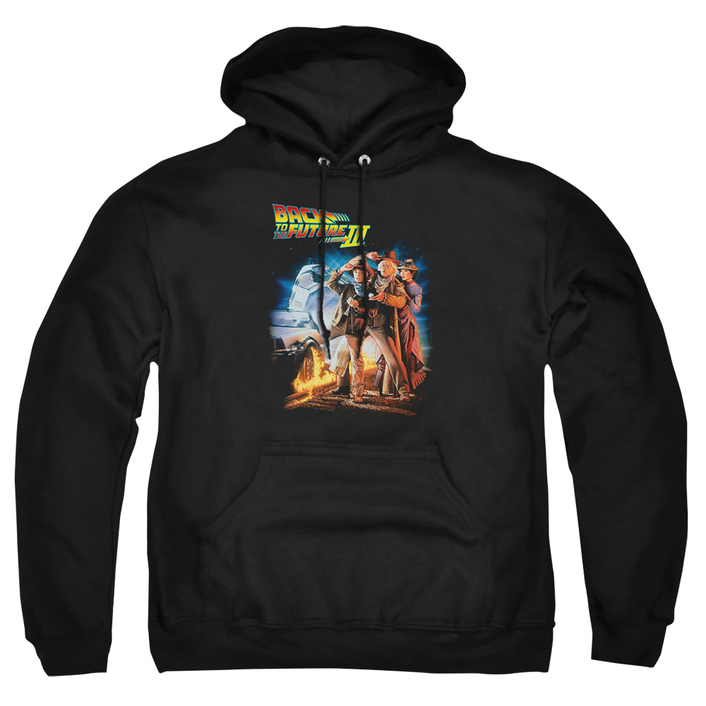 UNI310-AFTH-8 Back to the Future III Poster Adult Pullover Hoodie, Black - 5X