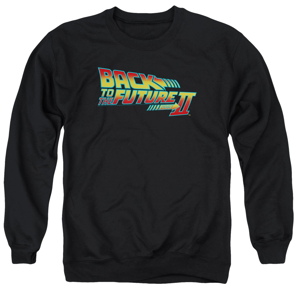 UNI341-AS-2 Back to the Future II Logo Adult Crewneck Sweatshirt, Black - Medium