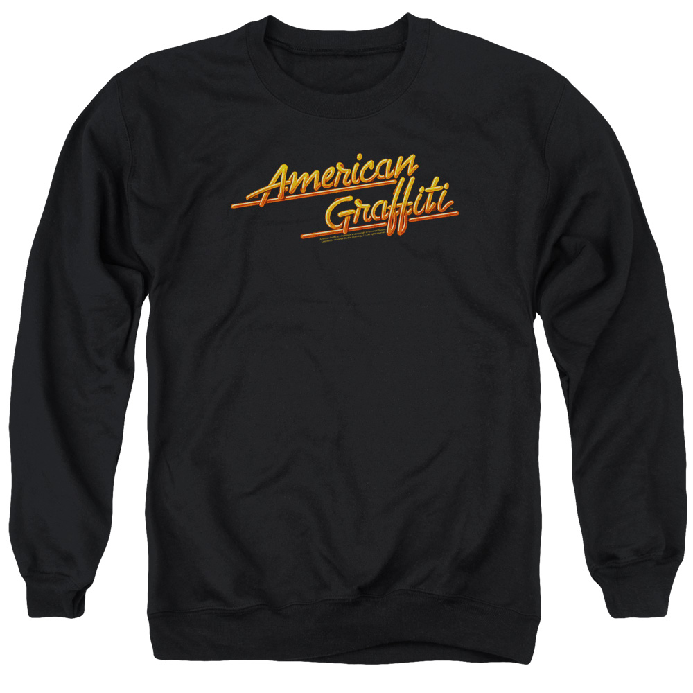 UNI110-AS-2 American Graffiti Neon Logo Adult Crewneck Sweatshirt, Black - Medium