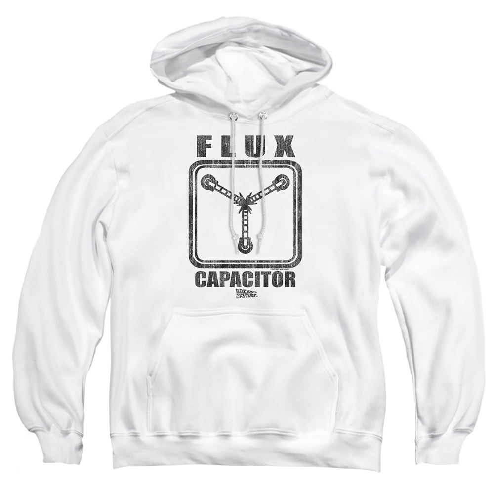 UNI1128B-AFTH-6 Back to the Future Flux Capacitor Adult Pullover Hoodie, White - 3X