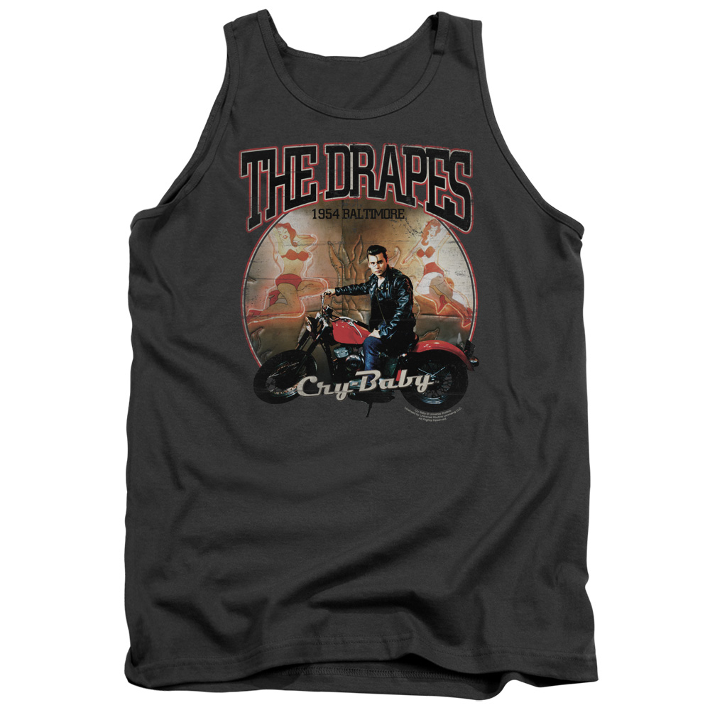 UNI182-TK-2 Cry Baby Drapes Adult Tank Top, Charcoal - Medium