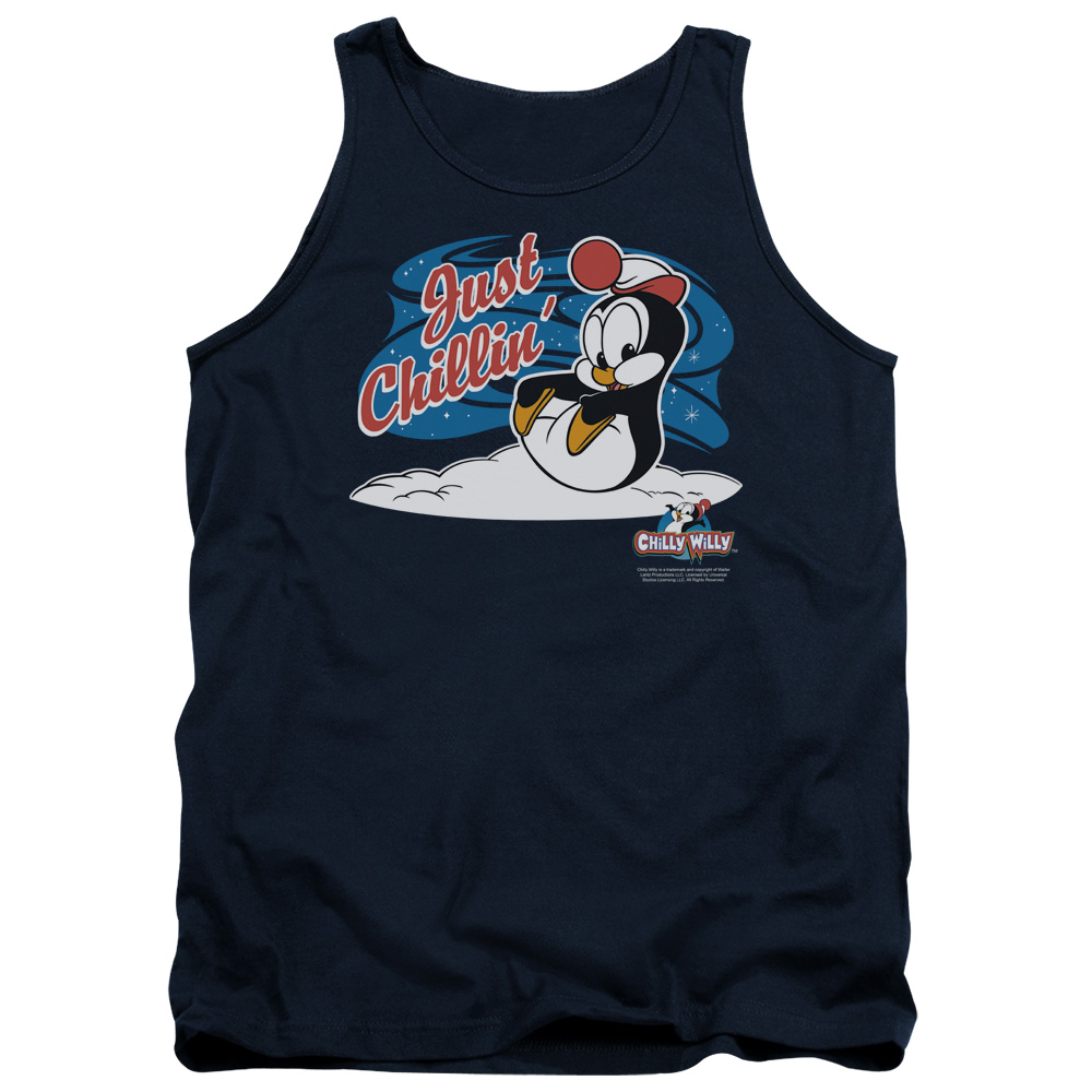 UNI195-TK-4 Chilly Willy Just Chillin Adult Tank Top, Navy - Extra Large